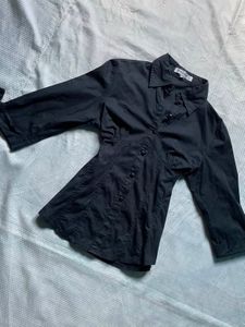 Y2k Black Fitted Button-Up Shirt