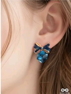 Elegant Blue Bow Earrings
