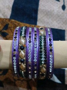 Purple Embellished Bangles Set