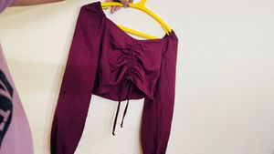 Chic Ruched Long Sleeve Crop Top