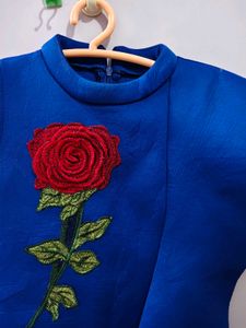 Blue Gown with Rose Embroidery