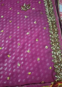 Embellished Fuchsia Saree with Gold Accents