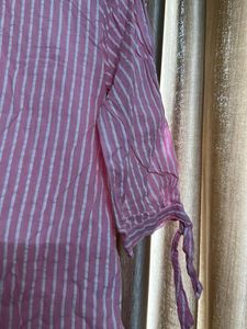 Pink Striped V-Neck Top