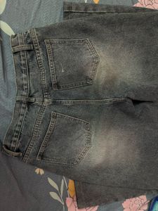 mid rise Wide Leg Washed Denim Jeans