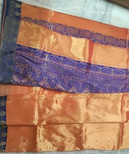 orange wedding tissue Banarasi silk saree
