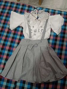 Cute Gingham Skirt and Top Set