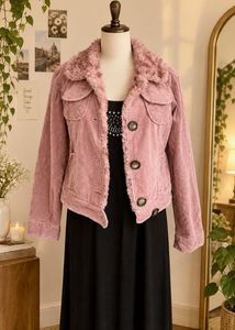 Corduroy Jacket with Faux Fur Collar