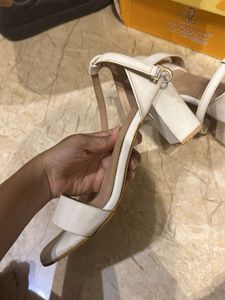 Stylish White Block Heels Sandals