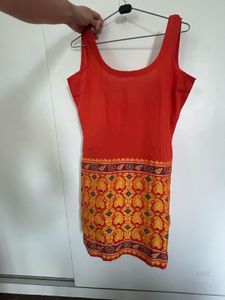 Retro Orange &amp; Yellow Paisley Print Mini Dress