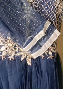 Elegant Blue Embellished Ethnic Gown