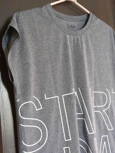 Grey "Start Now" Graphic T-Shirt