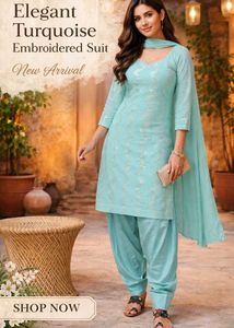 Elegant Turquoise Embroidered Suit(boutique stitch