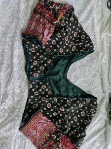 Green Lehnga with maroon duppata