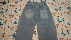 Barrel Fit Blue Denim Jeans
