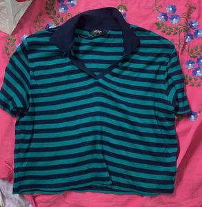 Green Black Stripped Top