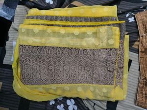 Yellow Saree with Embellished Blouse