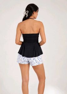 Chic Black Peplum Swim Top