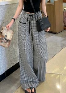 ᝰ.ᐟGingham drawstring Wide-Leg Pants 🥢