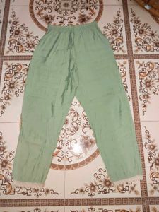 Elegant Light Green Cotton Embroidered Suit Set
