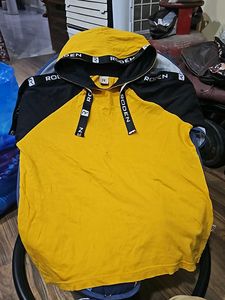 Yellow Hoodie Half Sleeve Tshirt