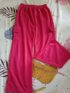Hot Pink Wide Leg Cargo Pants