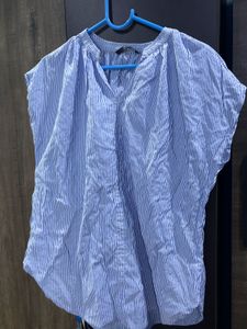 Blue Striped V-Neck Top( not wore once)