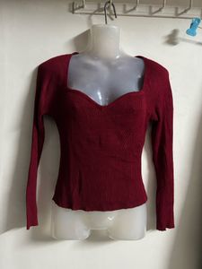 Chic Ribbed Sweetheart Neckline Top