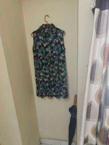 Tropical Print Sleeveless Mini Dress