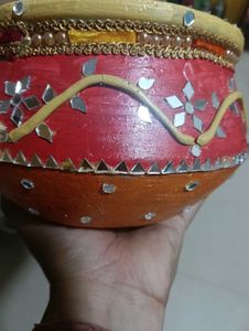 Handmade Mirror Detail Decorative Pot