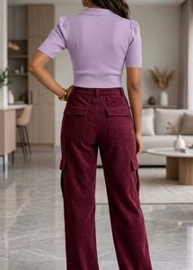Lavender Crop Top with Burgundy colour pant
