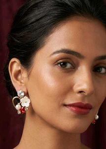 Heart Shaped Pearl &amp; Gemstone Earrings