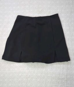Black A-Line Mini Skort with Slits