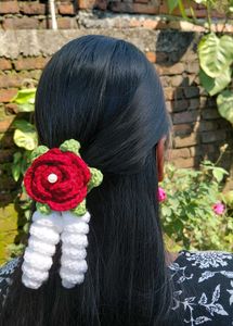 Handmade Crochet Rose Hair Clip
