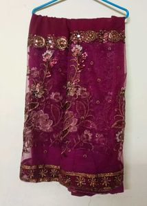 Embroidered Net Saree