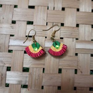 Colorful Fan Shaped Quilling Earrings