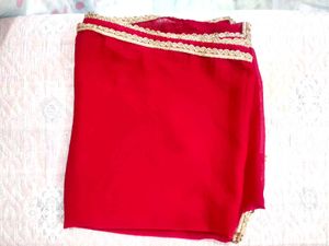 Red Dupatta with Golden Border✨