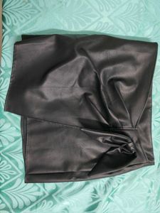 Chic Faux Leather Wrap Skirt