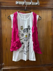 🌸Activegirl Graphic Print Top And Jacket