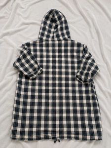 Em Polham Hooded Plaid Longline Shacket