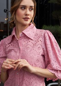 self design schiffli cotton shirt dress