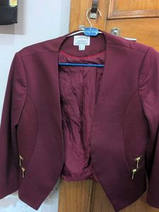 Vintage Burgundy Cropped Blazer