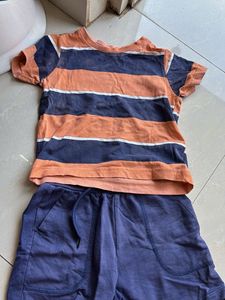 Combo 12 NoBoys' Striped Tee & Shorts Set