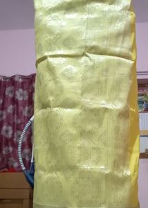 Lemon Yellow Mysore Silk Saree With Silver Jaree