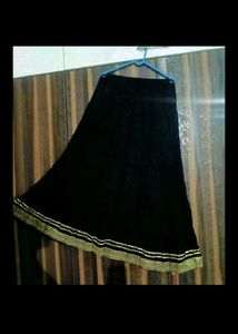 Elegant Black Skirt with Gold Border