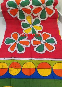 New Vibrant Hand-Painted Cotton Saree with bp