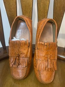 Gucci Ostrich Leather Tassel Loafers