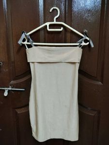 Beige Strapless Mini Dress
