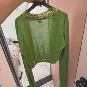 SALE 🚨 Green Sequin Cardigan