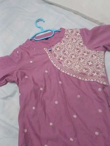 Mauve Pink Embroidered Kurta