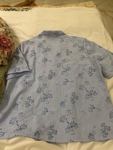 Light Blue Floral Button-Up Top